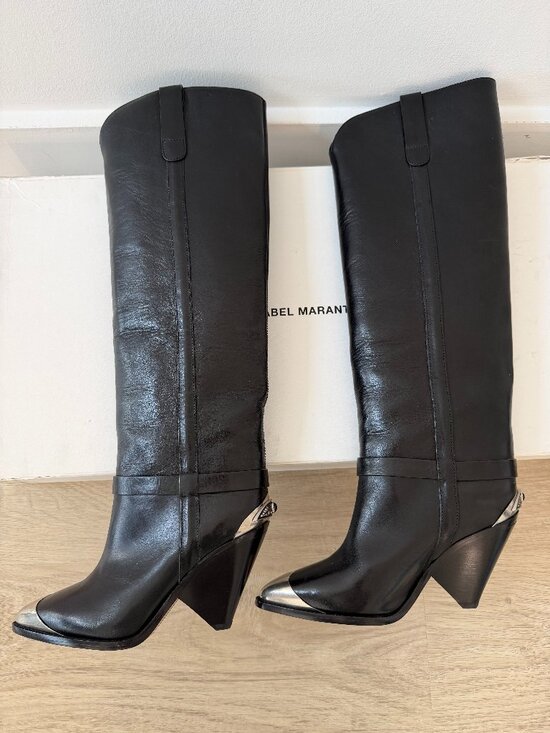 Isabel Marant Lenskee Black Leather Knee-High Boots size 36 - Picture 10 of 10